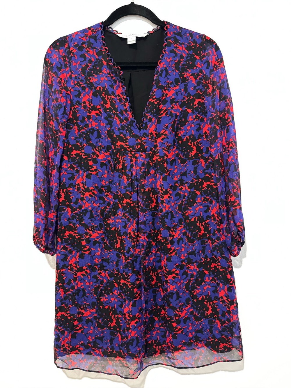 Diane Von Furstenberg Aria Silk Mini Dress Vibrant Purple Pink Abstract Pattern